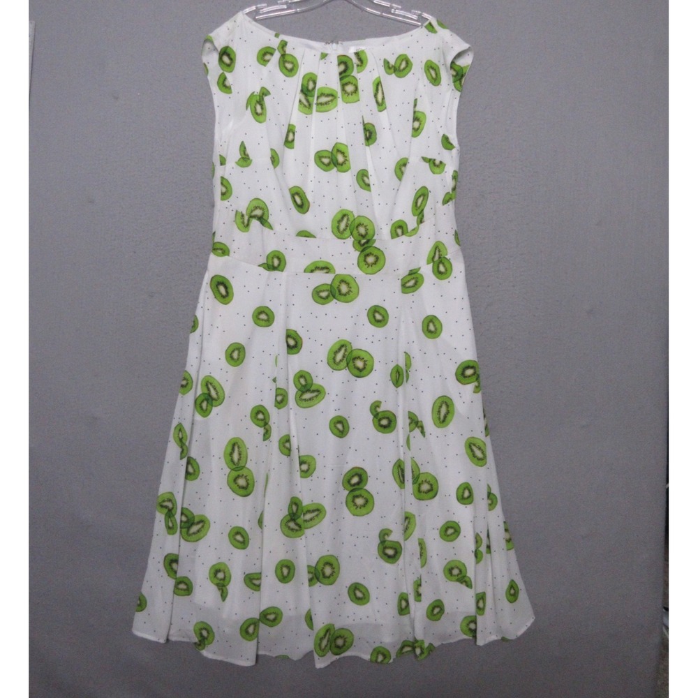 Eshakti Dress XL Kiwi Prink Empire Waist Pleat Crepe Flowy Pockets‎ Novelty Boho
